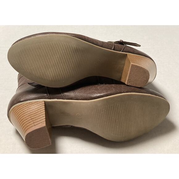 Womens Faux Leather Ankle Shoe Boots w Side Zipper Brown Unbranded Size 8M - Picture 7 of 10